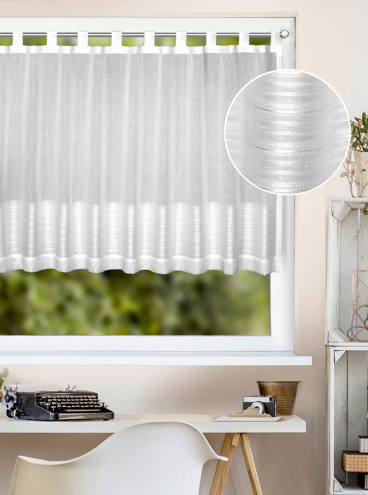 KURZGARDINE  140/80 cm  - Weiß, Basics, Textil (140/80cm)
