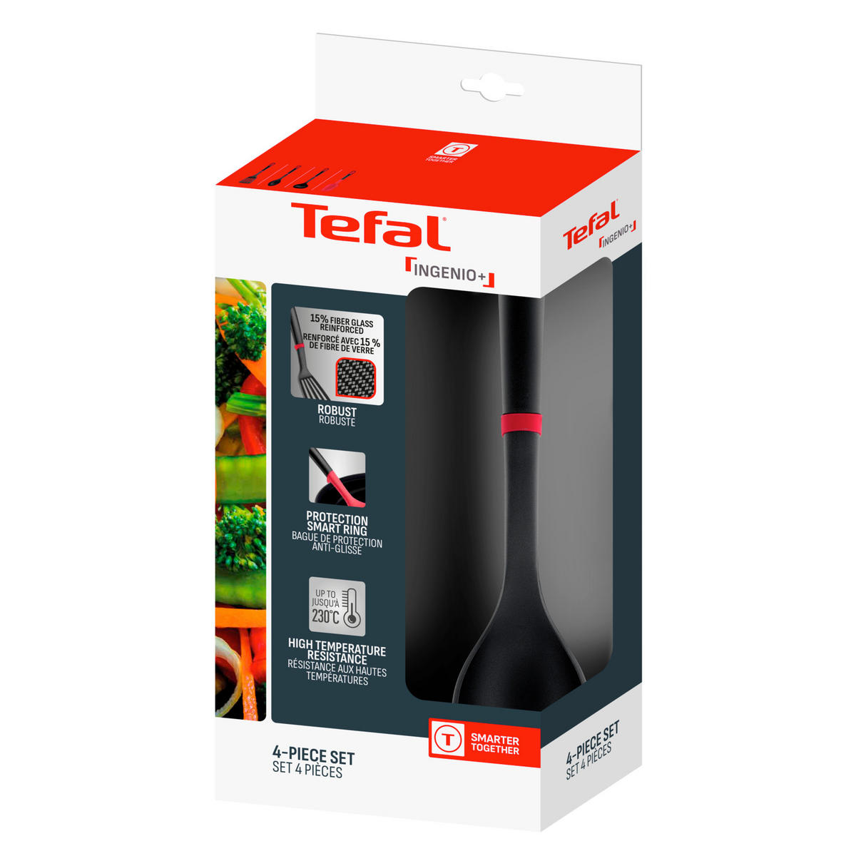KÜCHENHELFERSET Ingenio  - Graubraun/Rot, Basics, Kunststoff - Tefal