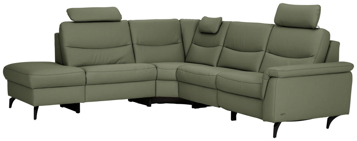 ECKSOFA in Echtleder Grün  249/280 cm  - Anthrazit/Grün, Design, Leder/Metall (249/280cm) - Himolla Komfortklass