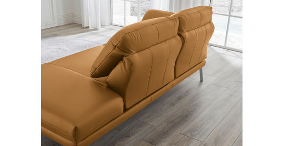 RÉCAMIERE in Echtleder Currygelb - Chromfarben/Currygelb, Design, Leder/Metall (209/85-109/95-16cm) - Dieter Knoll