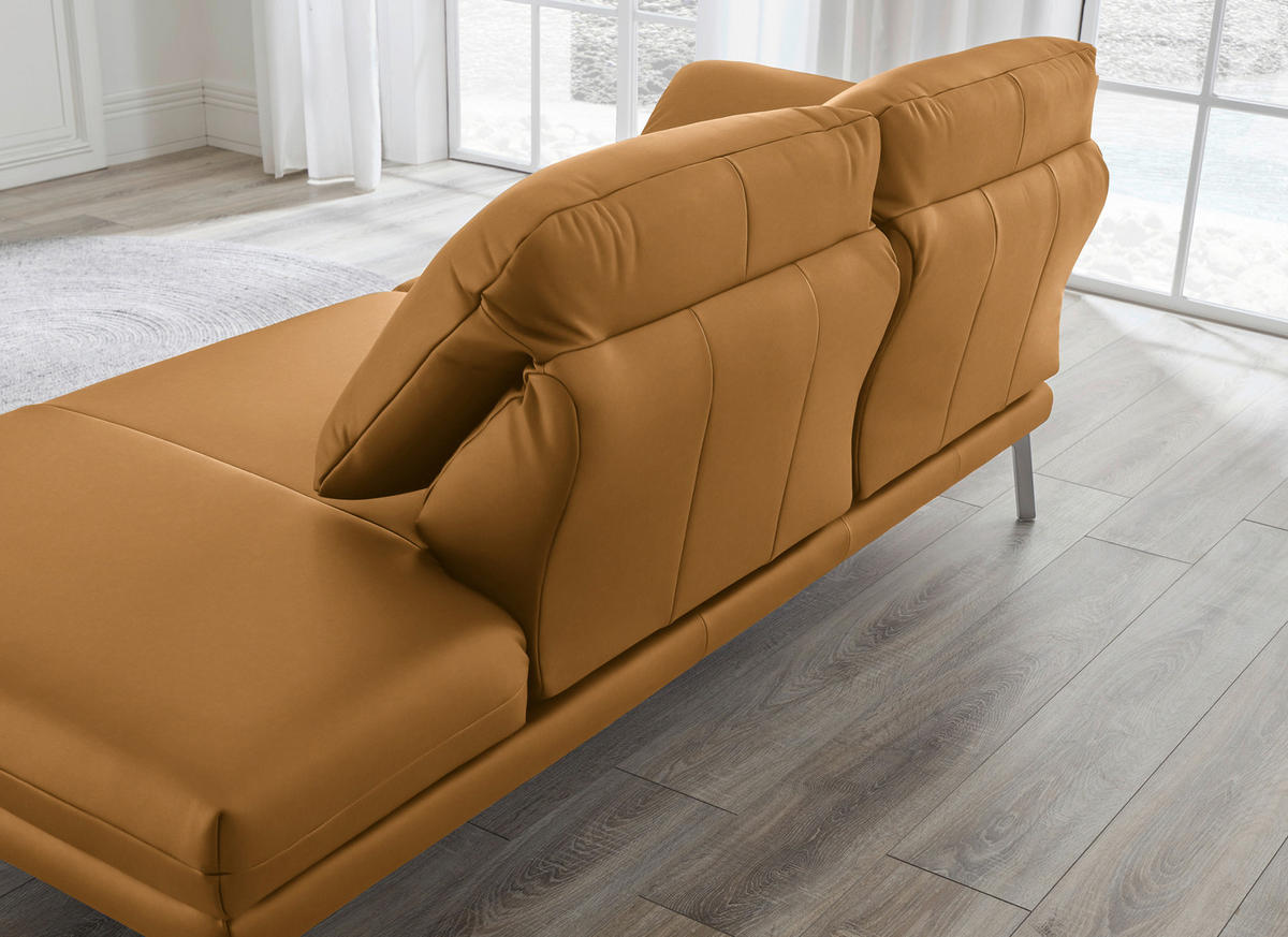 RÉCAMIERE in Echtleder Currygelb  - Chromfarben/Currygelb, Design, Leder/Metall (209/85-109/95-16cm) - Dieter Knoll