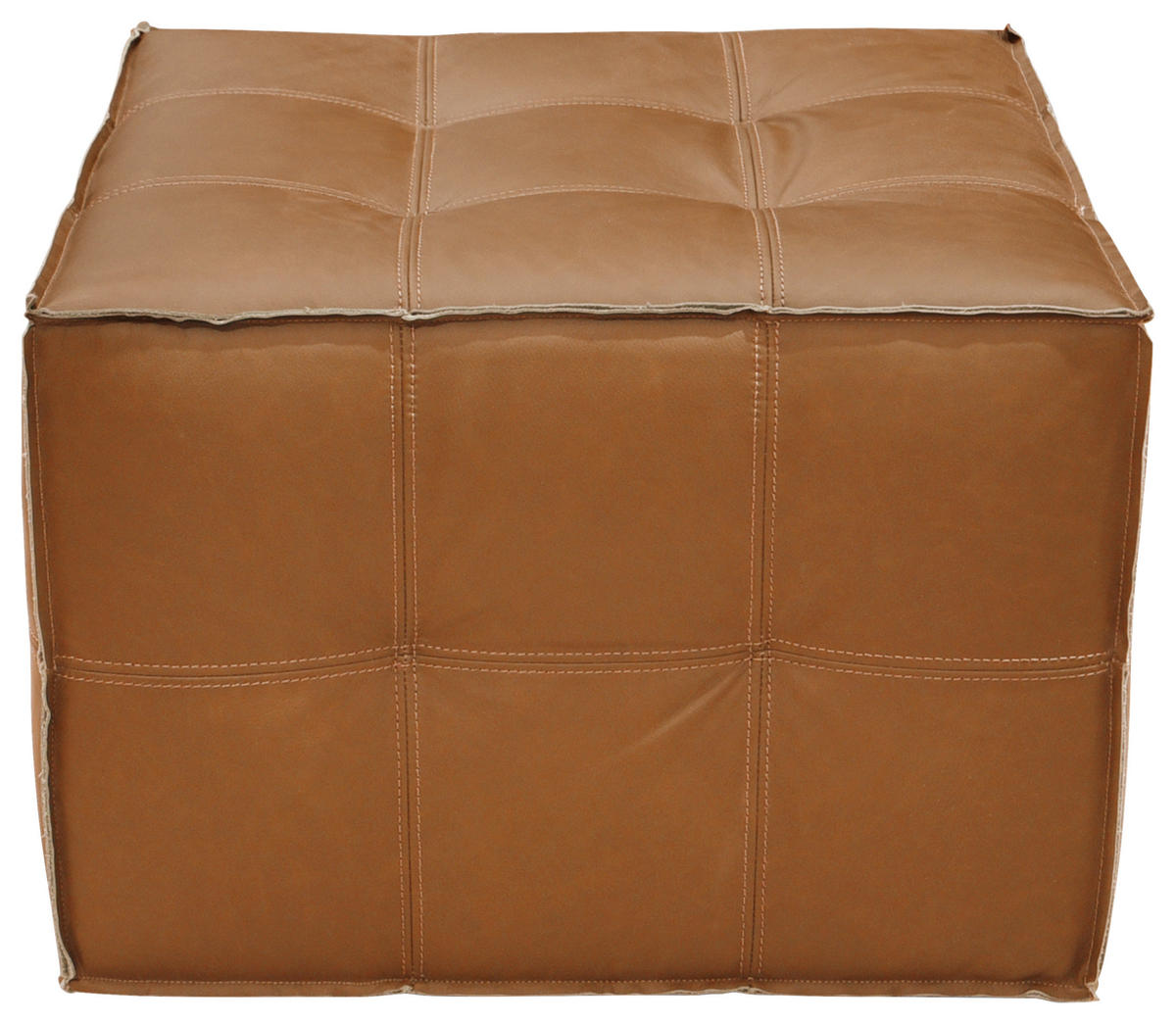 HOCKER Holz, Leder Cognac  - Cognac/Schwarz, Lifestyle, Leder/Holz (65/44/65cm) - Landscape