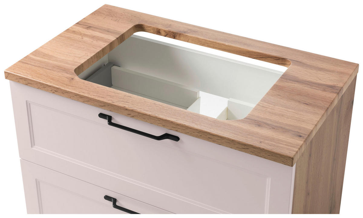 WASCHTISCHKOMBI 80 cm  - Kaschmir/Eiche Wotan, ROMANTIK / LANDHAUS, Keramik/Holzwerkstoff (80cm) - Xora