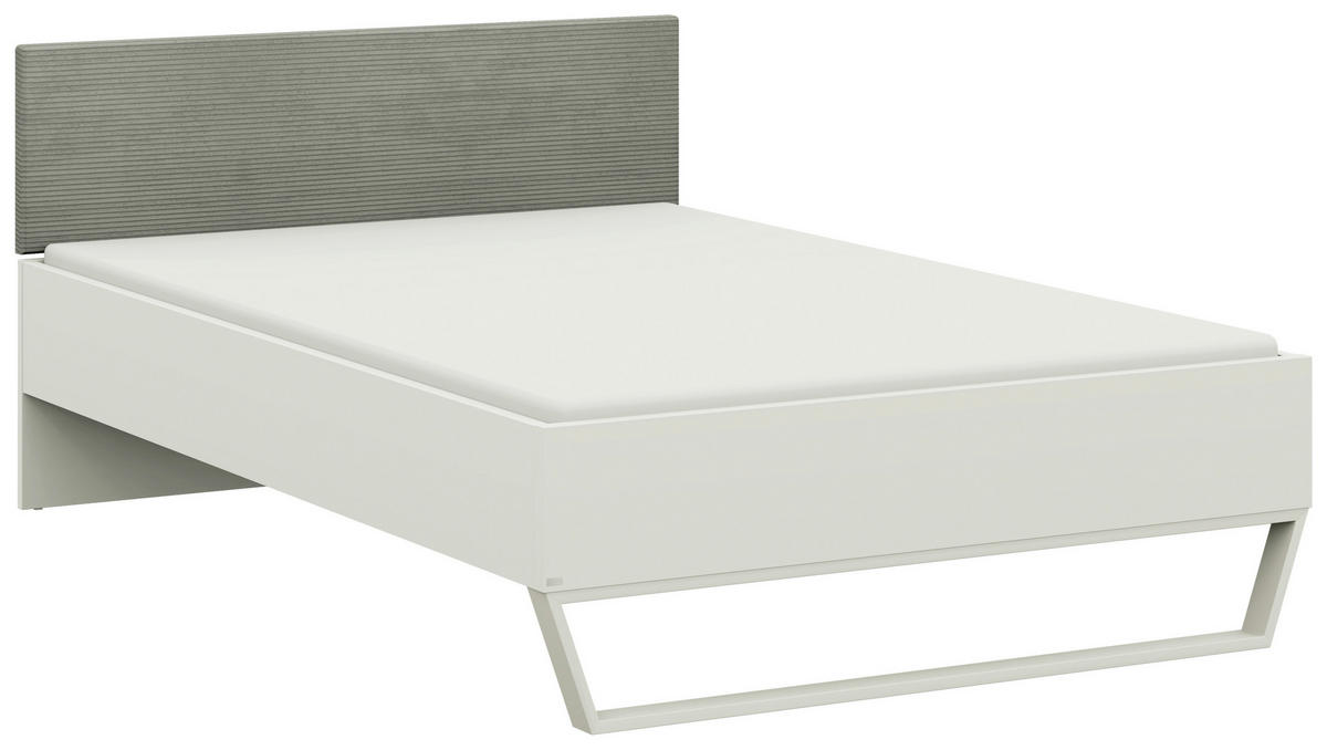 BETT 120/200 cm  in Weiss, Salbeigrün   - Weiss/Salbeigrün, Design, Holzwerkstoff/Textil (120/200cm) - Cantus