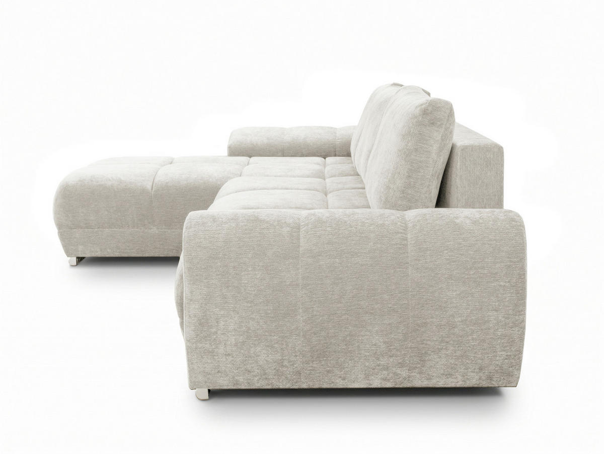 ECKSOFA  in Chenille Greige  - Chromfarben/Greige, KONVENTIONELL, Kunststoff/Textil (183/290cm) - Xora