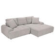 Ecksofa mit Funktion Grau Flachgewebe Zierkissen, Rückenkissen, Bettkasten, Schlaffunktion, Rücken echt, Liegefläche im Originalstoff  - Schwarz/Grau, KONVENTIONELL, Kunststoff/Textil (277/190cm) - Carryhome