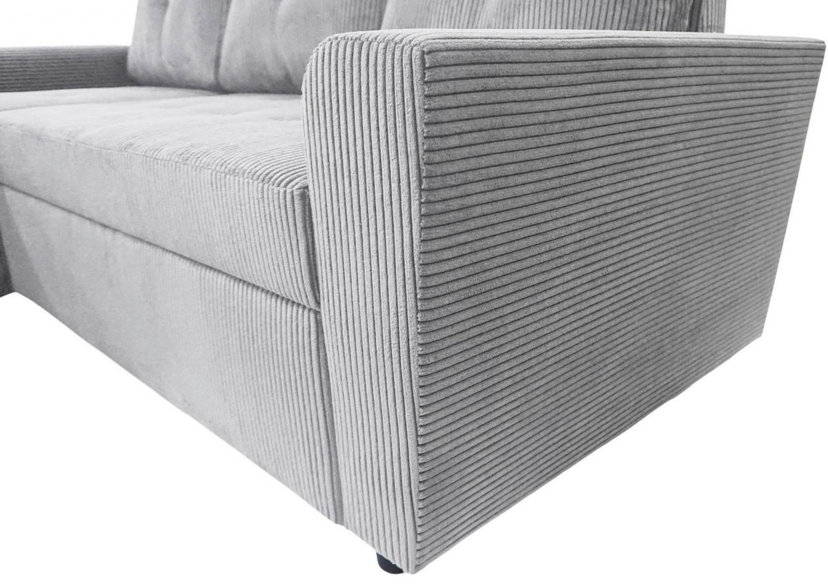 ECKSOFA TERMOLI in Cord Hellgrau  155/231 cm  - Hellgrau/Schwarz, Design, Kunststoff/Textil (155/231cm) - MID.YOU