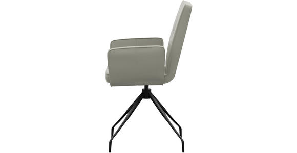 ARMLEHNSTUHL  Lederauswahl  Echtleder  - Hellgrau/Schwarz, Design, Leder/Metall (65/91/58cm) - Moderano