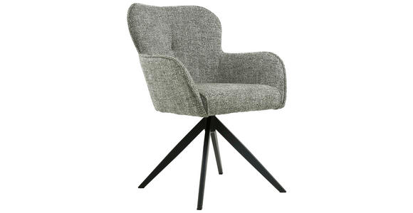 ARMLEHNSTUHL  Sitzfläche 360° drehbar Webstoff  - Schwarz/Grün, Design, Textil/Metall (62/88/65cm) - Novel