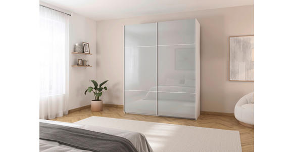 SCHWEBETÜRENSCHRANK 162/223/68 cm 2-türig Grau, Weiß - Weiß/Grau, KONVENTIONELL, Glas/Holzwerkstoff (162/223/68cm) - Novel