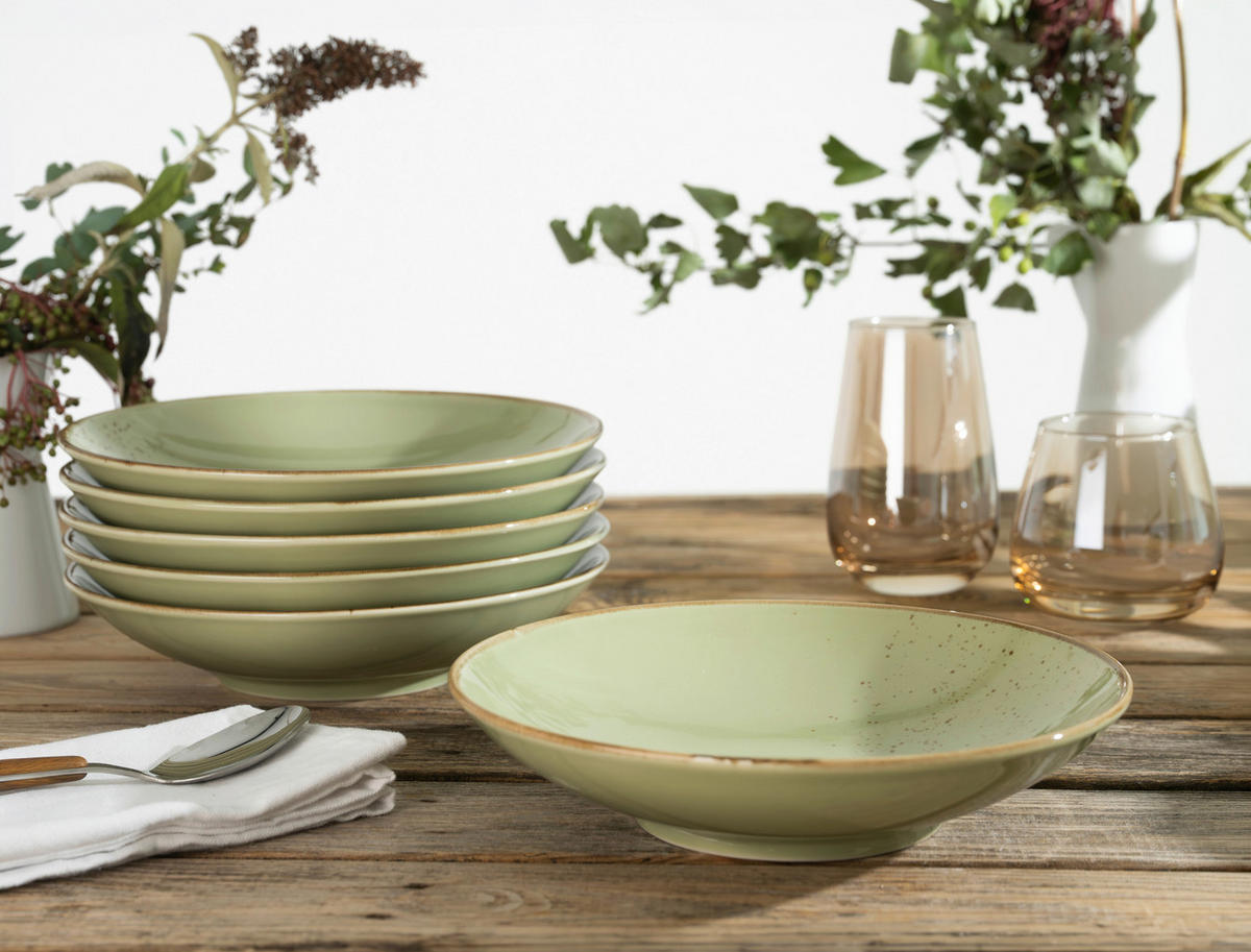 SUPPENTELLERSET 22 cm  - Grün, Trend, Keramik (22cm) - Creatable
