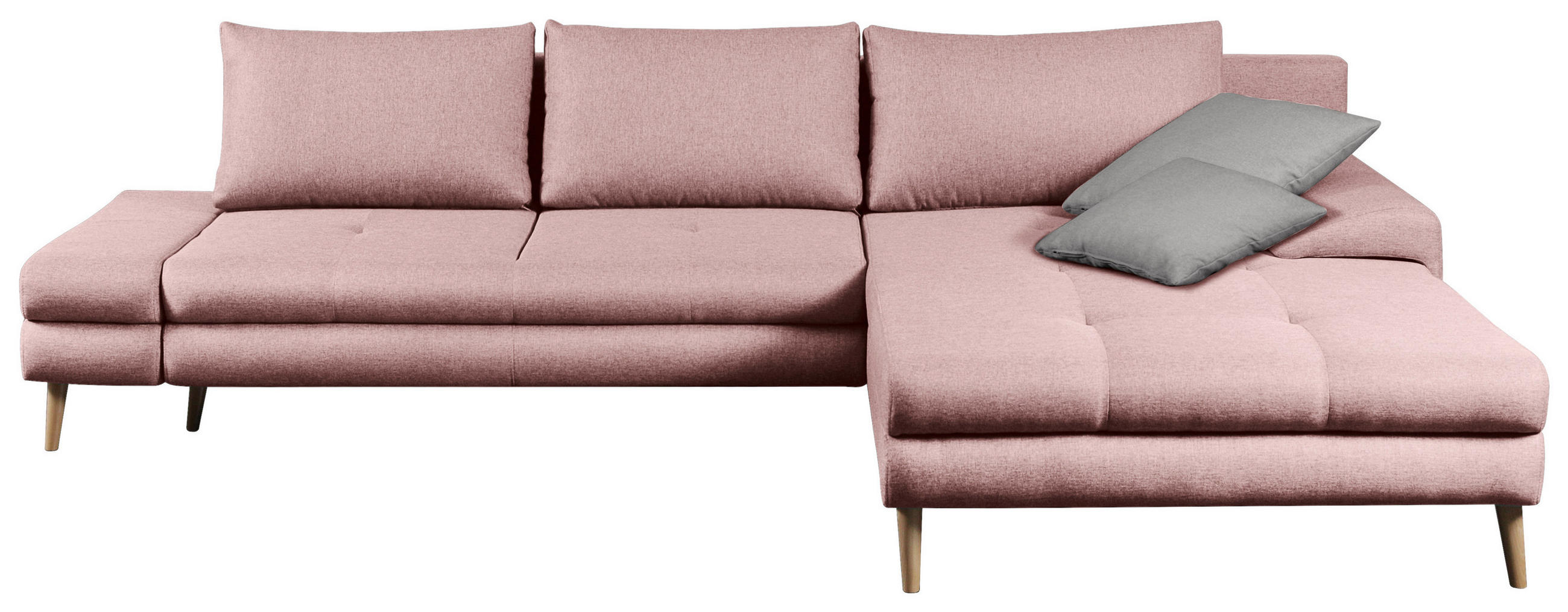 ECKSOFA in Webstoff Rosa  - Erlefarben/Naturfarben, Trend, Textil (313/215cm) - MID.YOU