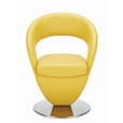 STUHL in Echtleder pigmentiert Leder - Edelstahlfarben/Gelb, Design, Leder/Metall (62/86/61cm) - Moderano