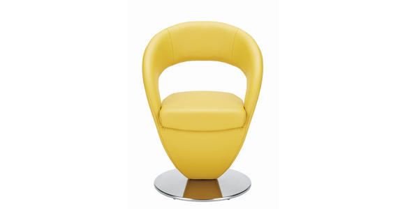 STUHL in Echtleder pigmentiert Leder - Edelstahlfarben/Gelb, Design, Leder/Metall (62/86/61cm) - Moderano