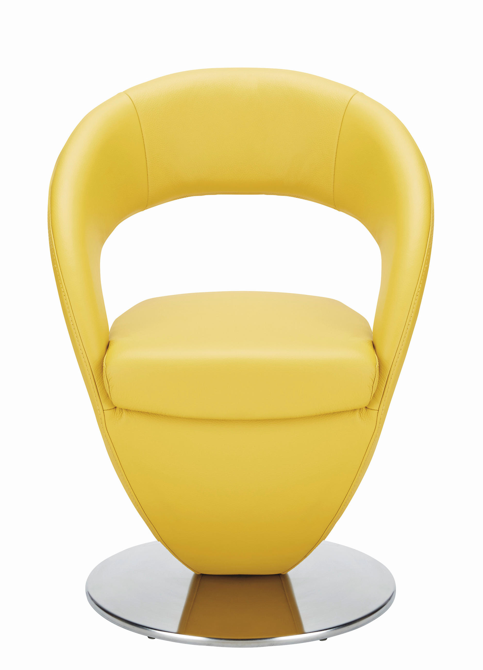 STUHL Echtleder Gelb, Edelstahlfarben  - Edelstahlfarben/Gelb, Design, Leder/Metall (62/86/61cm) - Moderano