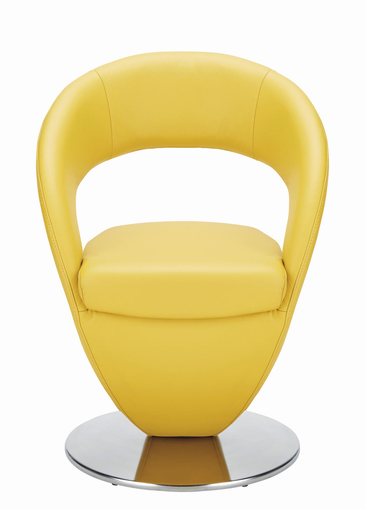STUHL  in Echtleder pigmentiert Leder  - Edelstahlfarben/Gelb, Design, Leder/Metall (62/86/61cm) - Moderano