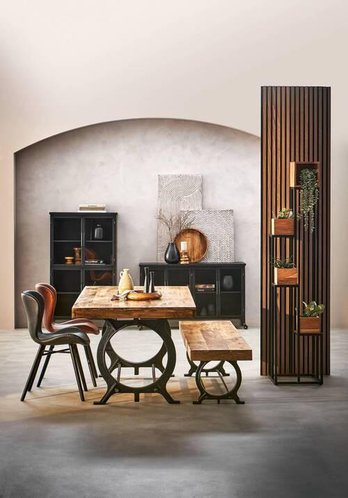 STUHL  in Lederlook  - Schwarz, Lifestyle, Holz/Textil (47/82,5/56cm) - Ambia Home