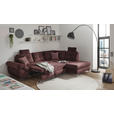 ECKSOFA Aubergine Velours  - Aubergine/Schwarz, KONVENTIONELL, Kunststoff/Textil (275/218cm) - Carryhome