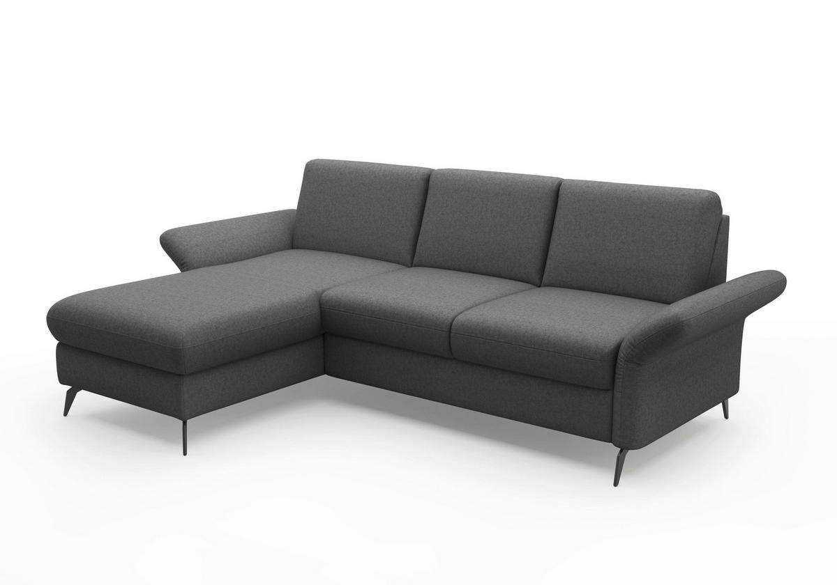 ECKSOFA ROCHELLE E Dunkelgrau Flachgewebe  - Dunkelgrau/Schwarz, KONVENTIONELL, Textil/Metall (164/251cm) - Sit & More