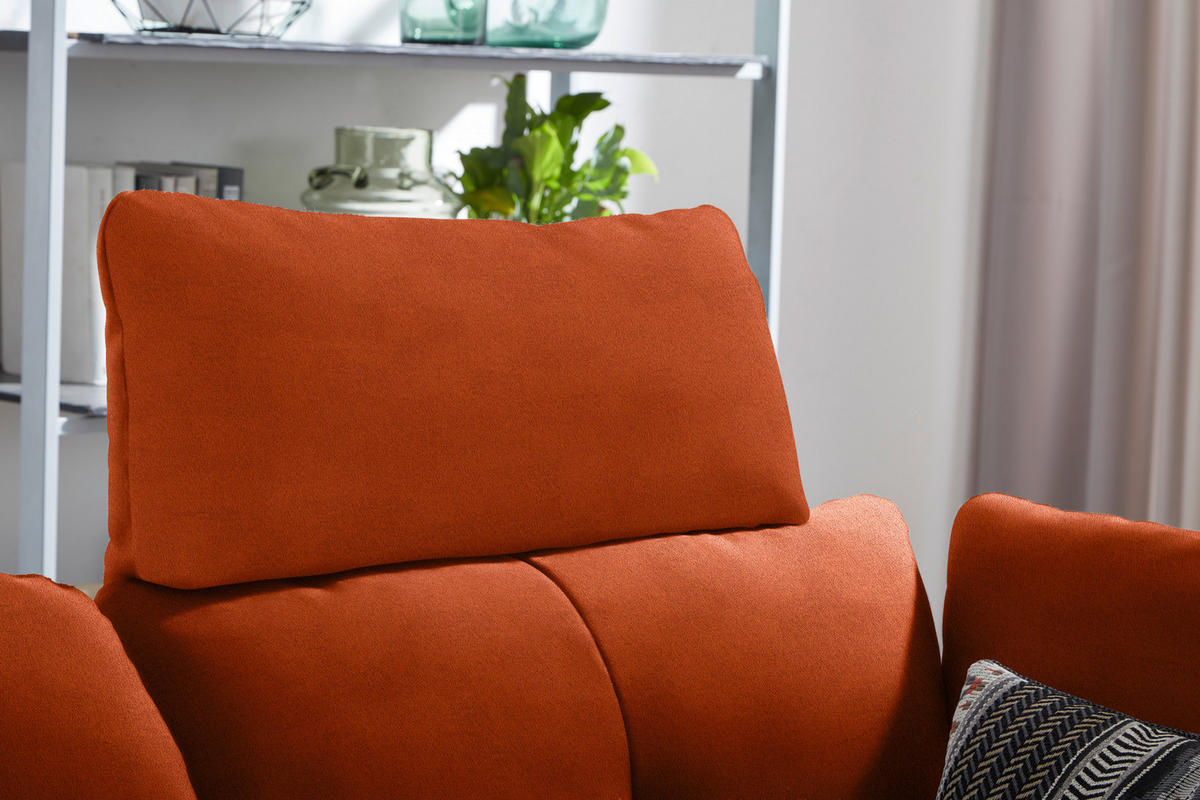 ECKSOFA in Flachgewebe Terracotta  - Terracotta/Schwarz, Design, Textil/Metall (157/344cm) - Chilliano