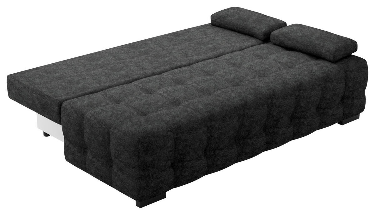 SCHLAFSOFA in Velours Grau  - Schwarz/Grau, KONVENTIONELL, Kunststoff/Textil (209/96/100cm) - Stylife