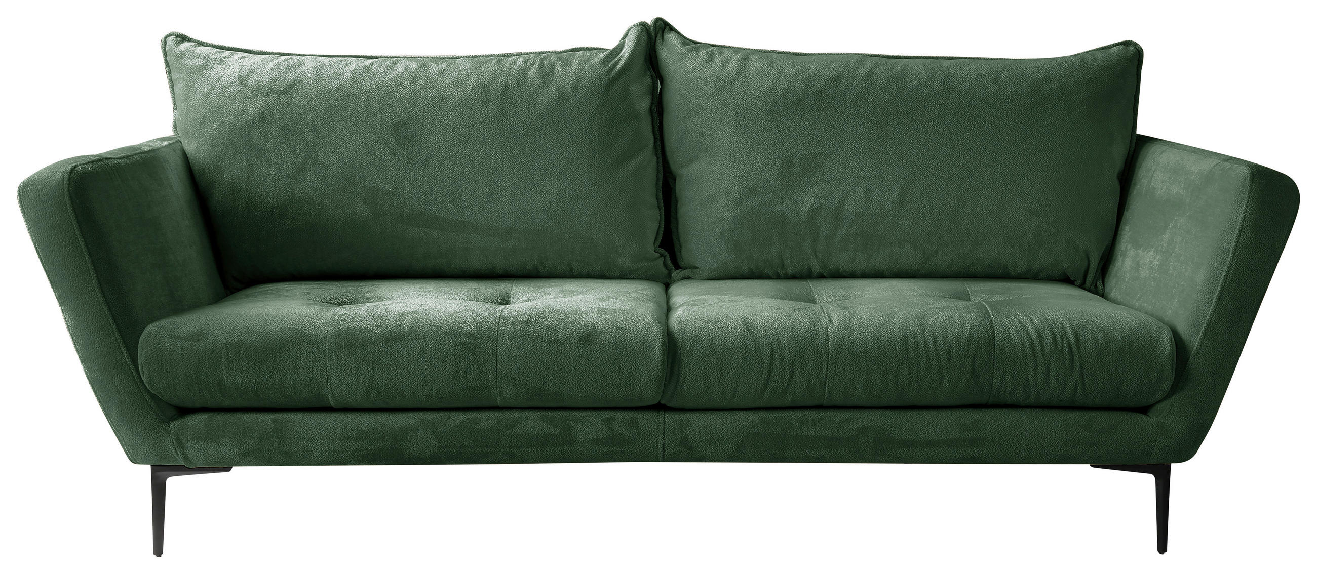 SOFA Velours Grün  - Schwarz/Grün, Design, Textil/Metall (225/86/95cm) - MID.YOU