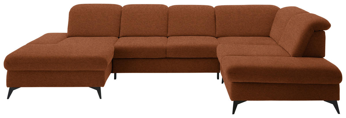 WOHNLANDSCHAFT  in Chenille Rostfarben  - Rostfarben/Schwarz, Design, Textil/Metall (198/364/255cm) - Beldomo Style