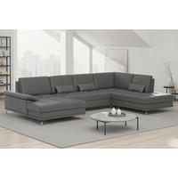WOHNLANDSCHAFT COSTELLO E Anthrazit Echtleder  - Anthrazit/Schwarz, Basics, Leder/Textil (176/363/223cm) - Sit & More