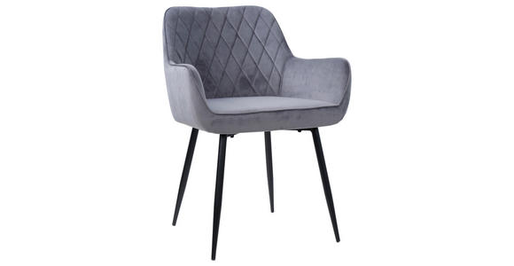 ARMLEHNSTUHL in Eisen Samt - Schwarz/Grau, Design, Textil/Metall (56/79/58cm) - Carryhome