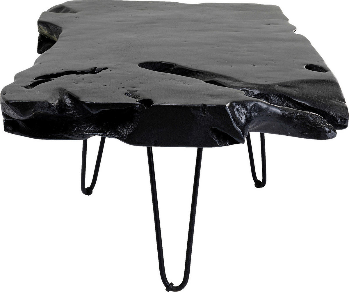 COUCHTISCH Teakholz massiv 100/40/40 cm Freiform Schwarz  - Schwarz, Design, Holz/Metall (100/40/40cm) - Kare-Design
