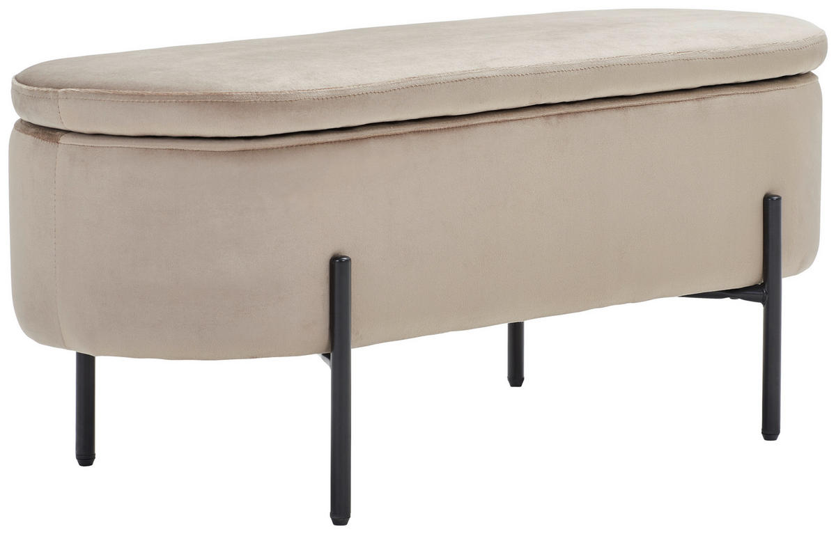 TRUHLOVÁ LAVICE, 95/43/36 cm - černá/šedavě hnědá, Moderní, kov/textil (95/43/36cm) - PBJ