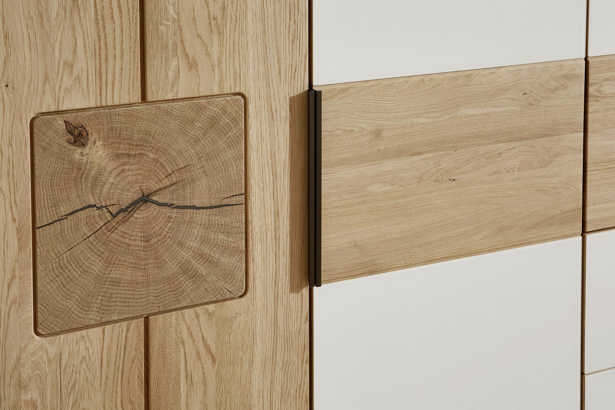SCHLAFZIMMER in Eichefarben, Magnolie  - Eichefarben/Magnolie, Design, Glas/Holz (180/200cm) - Valnatura