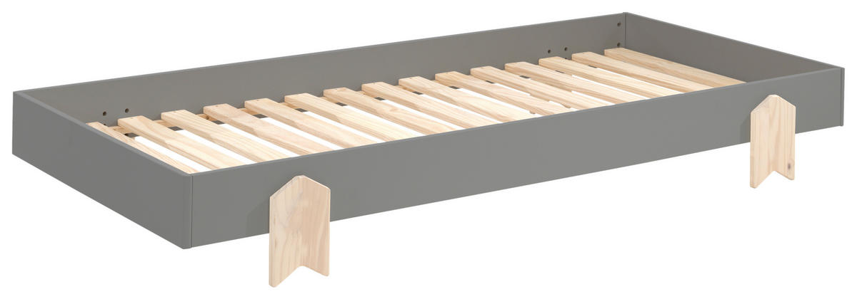POSTEL PRO DĚTI A MLÁDEŽ, 90/200 cm šedá - barvy borovice/šedá, Moderní, dřevo/kompozitní dřevo (90/200cm) - MID.YOU