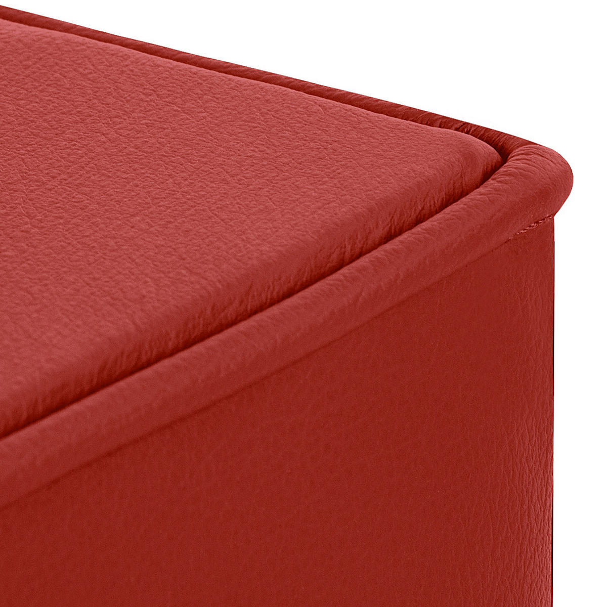 HOCKER in Leder Rot  - Chromfarben/Rot, Design, Leder/Metall (91/44/57cm) - Livetastic