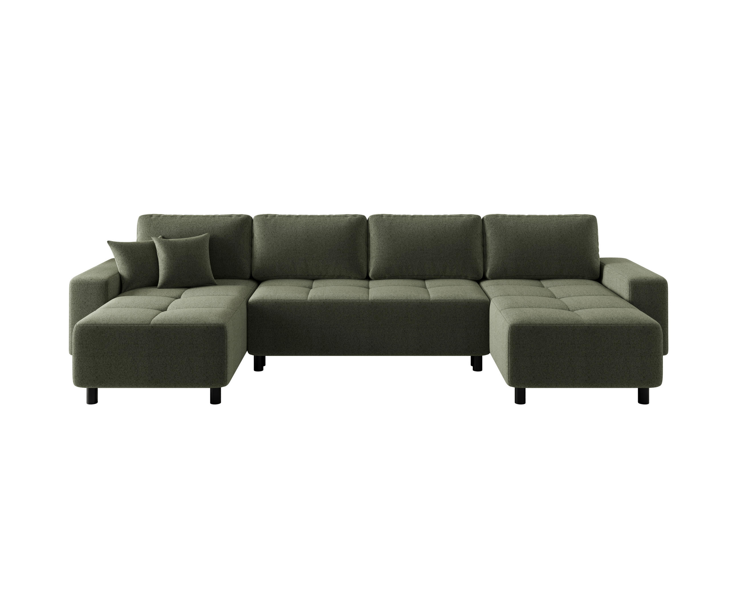 WOHNLANDSCHAFT Olivgrün Jacquard  - Schwarz/Olivgrün, MODERN, Kunststoff/Textil (144/318/144cm) - Carryhome