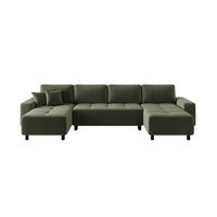 WOHNLANDSCHAFT Olivgrün Jacquard  - Schwarz/Olivgrün, MODERN, Kunststoff/Textil (144/318/144cm) - Carryhome