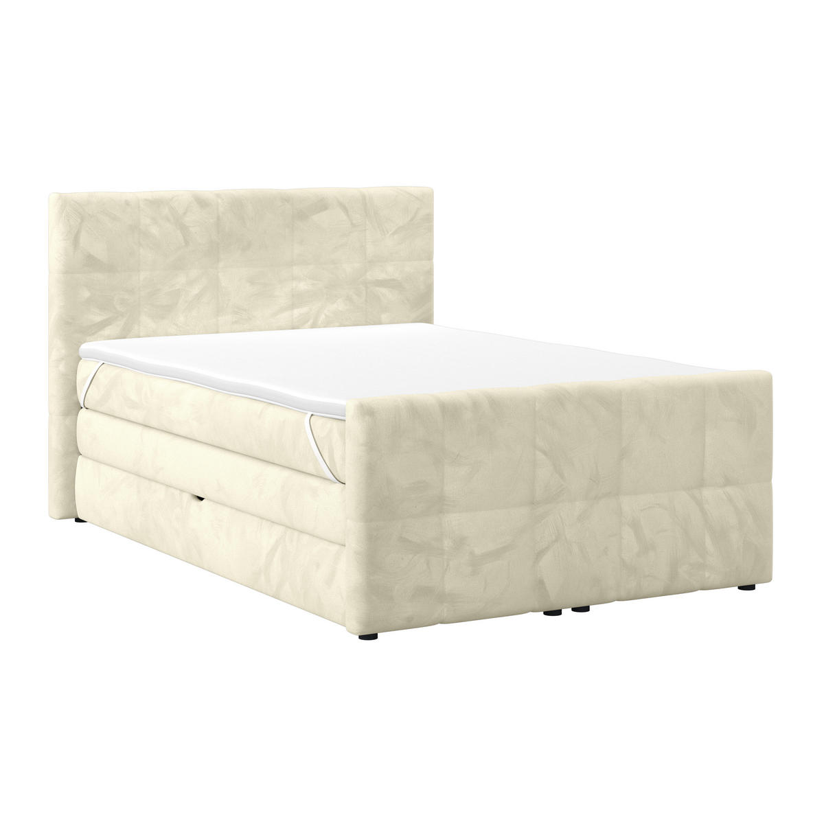 BOXSPRINGBETT 140/200 cm,  in Champagner, gepolstertes Kopfteil, Bettkasten, Topper, Matratzen, H2 + H2 = mittel  - Champagner, KONVENTIONELL, Holz/Holzwerkstoff (140/200cm) - Luca Bessoni