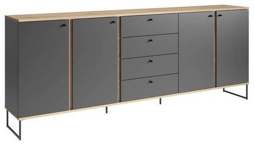 Xora ŠIROKÁ KOMODA, antracitová, farba duba, 225/89/38 cm