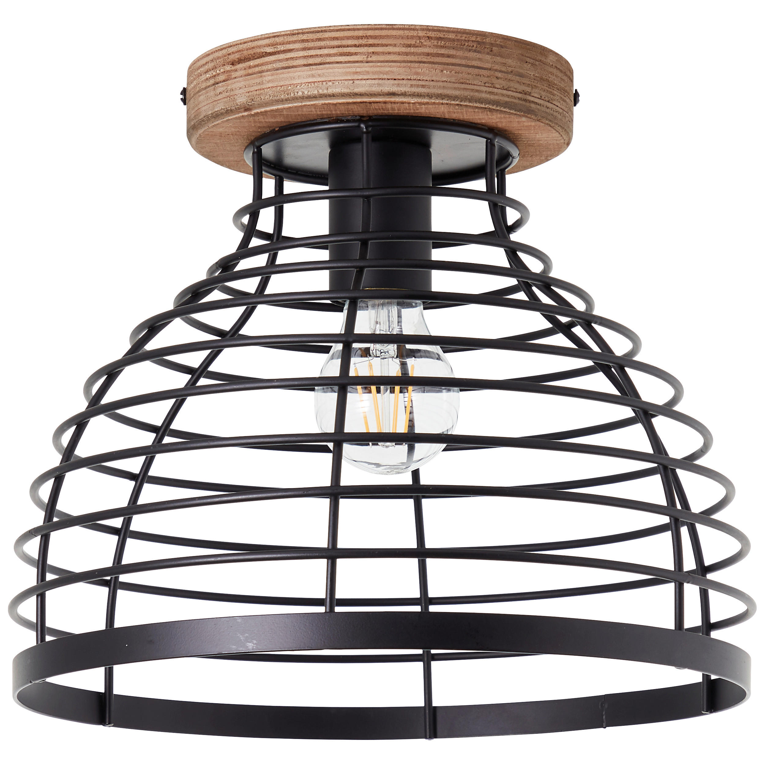 DECKENLEUCHTE  30/25 cm    - Schwarz, Natur, Holz/Metall (30/25cm) - Brilliant