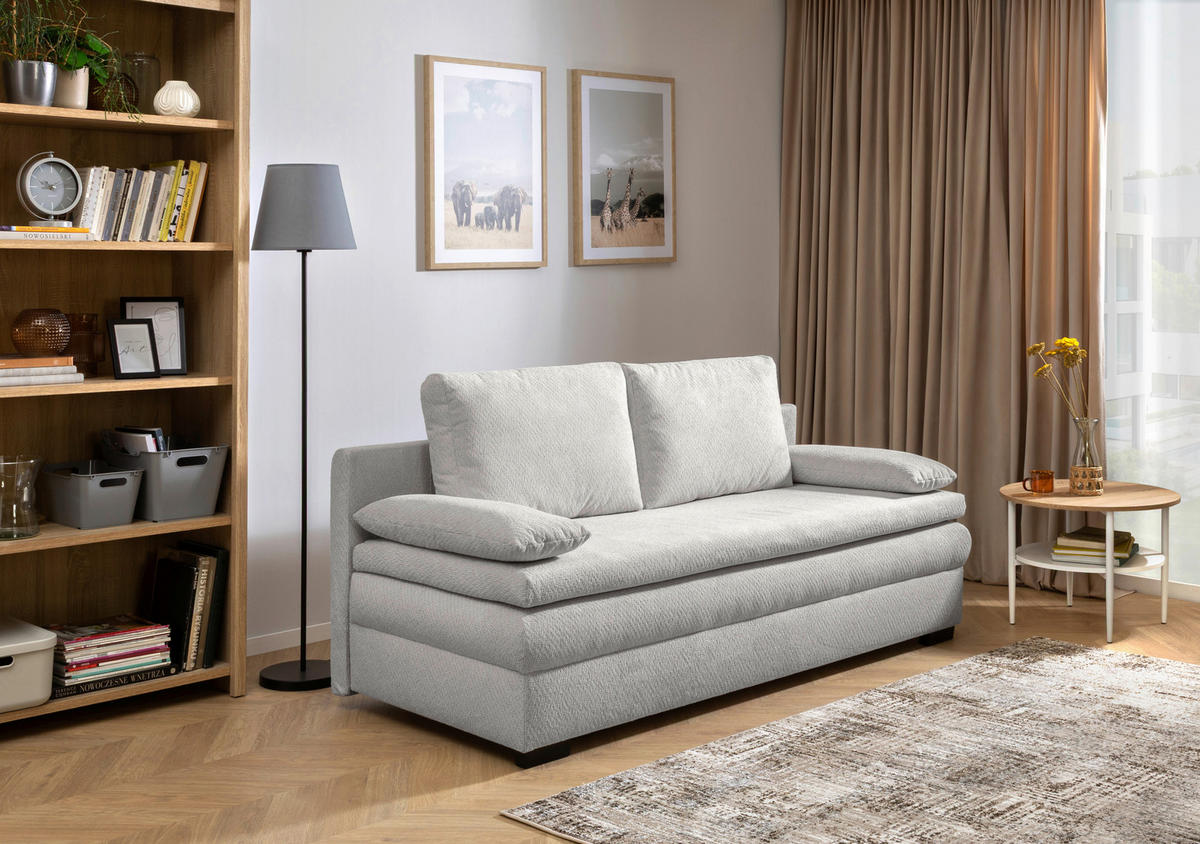 SCHLAFSOFA in Struktur Hellgrau  - Hellgrau/Schwarz, KONVENTIONELL, Kunststoff/Textil (195/93/83cm) - Carryhome