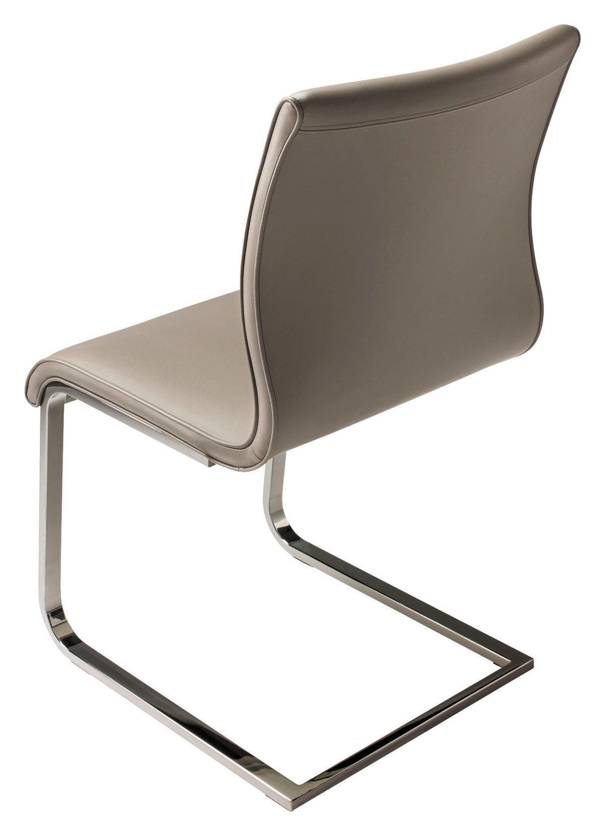 SCHWINGSTUHL  in Stahl Echtleder pigmentiert  - Taupe/Edelstahlfarben, Design, Leder/Metall (47/93/62cm) - Team 7