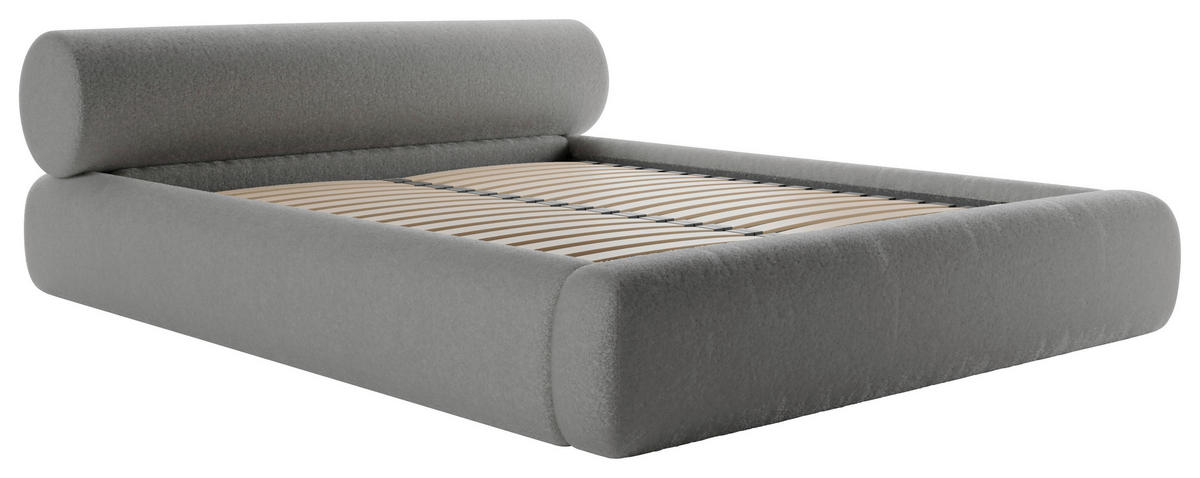 POLSTERBETT 160/200 cm,  in Dunkelgrau, Lattenrost, Bettkasten,  - Dunkelgrau/Schwarz, Design, Holz/Textil (160/200cm) - Chameo