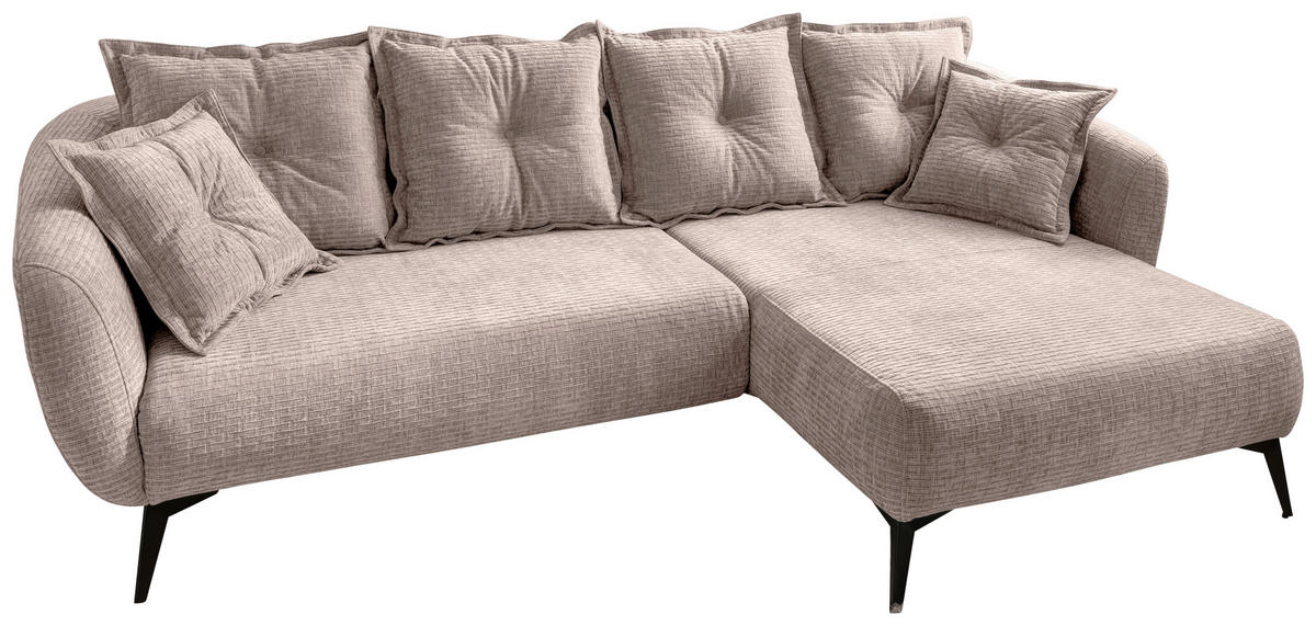 ECKSOFA in Mikrofaser Beige  - Beige/Schwarz, Modern, Textil/Metall (277/162cm) - Livetastic