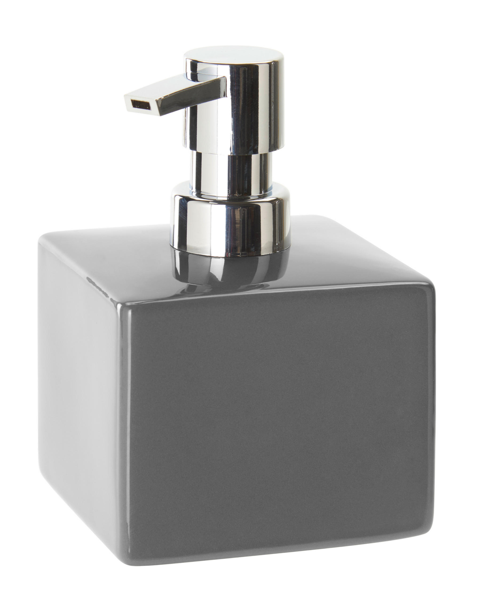 DÁVKOVAČ MYDLA sivá, chrómová - sivá/chrómová, Basics, keramika (8,8/13/8,8cm) - Sadena