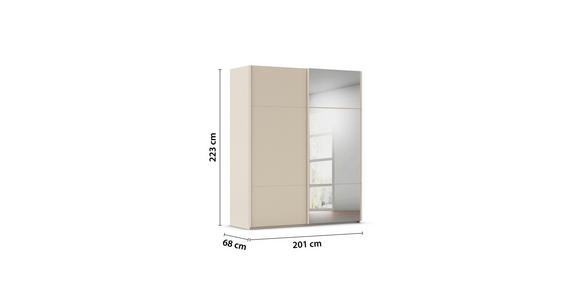 SCHWEBETÜRENSCHRANK 201/223/68 cm 2-türig Champagner - Champagner, KONVENTIONELL, Glas/Holzwerkstoff (201/223/68cm) - Novel