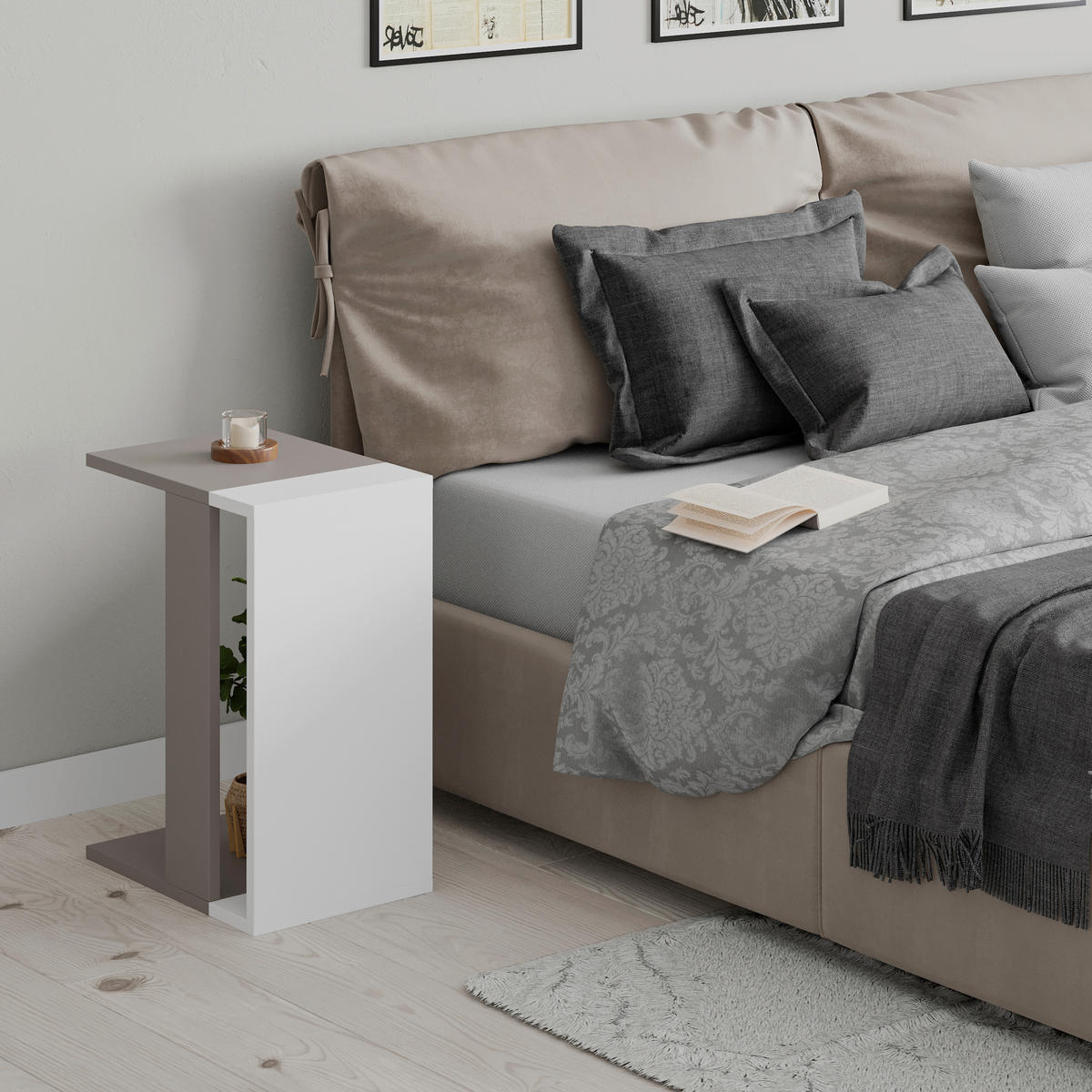 COUCHTISCH in Holzwerkstoff 30/40/57 cm  - Weiss/Mokka, Design, Holzwerkstoff (30/40/57cm) - Livetastic