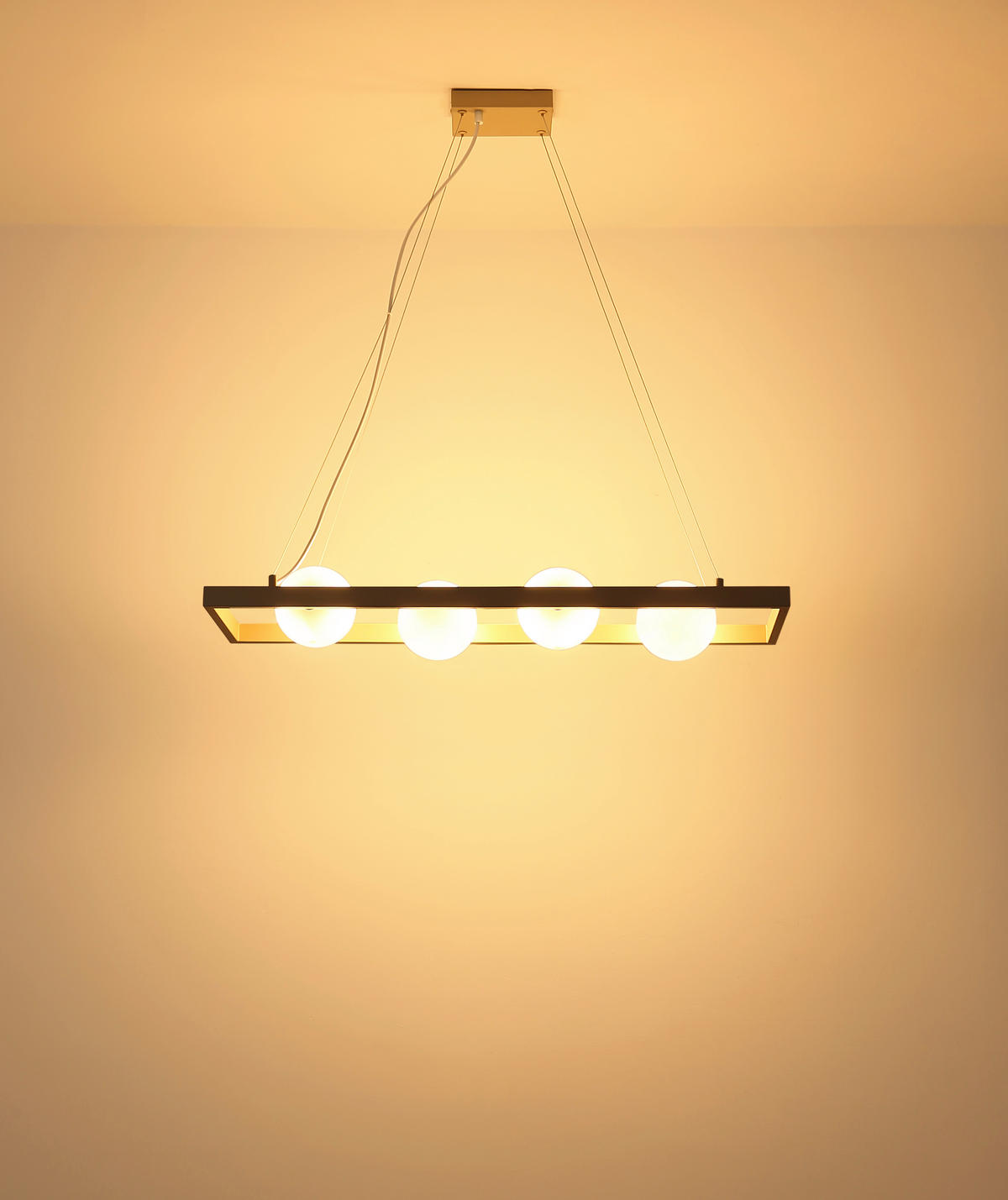 ZÁVĚSNÉ SVÍTIDLO, 84/24/150 cm  - bílá/pískové barvy, Design, kov/sklo (84/24/150cm) - Globo