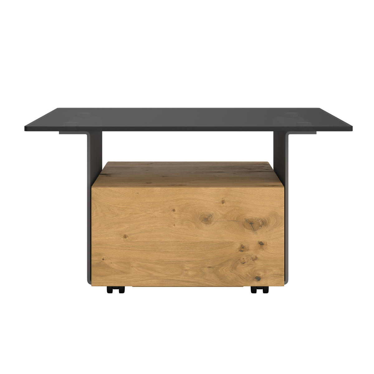 COUCHTISCH in Holz, Metall, Glas 80/80/43 cm  - Eichefarben/Anthrazit, Natur, Glas/Holz (80/80/43cm) - Voglauer