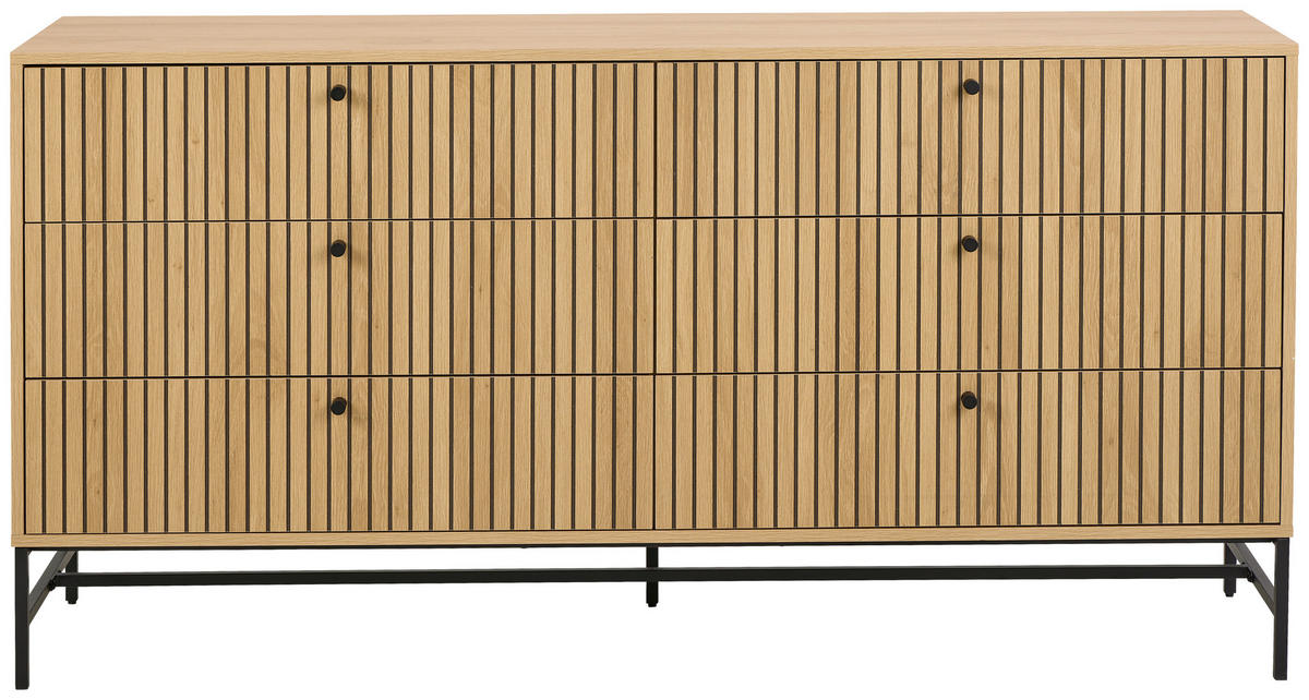 KOMODA, črna, barve hrasta  - črna/barve hrasta, Design, kovina/leseni material (157/80,4/40cm) - MID.YOU