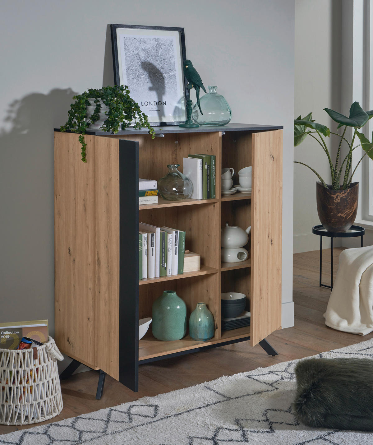 HIGHBOARD  in 110/125/40 cm  - Schwarz/Braun, Design, Holzwerkstoff/Metall (110/125/40cm) - P & B